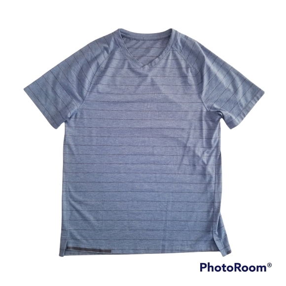 Lululemon Switchback Short Sleeve V-Lookout Stripe Heathered Hawk Blue - Picture 11 of 12